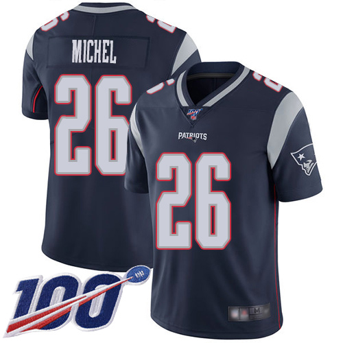 New England Patriots Football #26 Vapor Untouchable 100th Season Limited Navy Blue Men Sony Michel Home NFL Jersey->women nfl jersey->Women Jersey